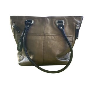 Tignanello Metallic Bronze Shoulder Bag GUC